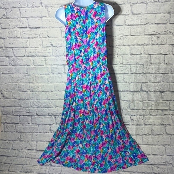 Vintage My Michelle Spring Floral Watercolor Pastel Dress Boho Embroidered Belt - Picture 13 of 16